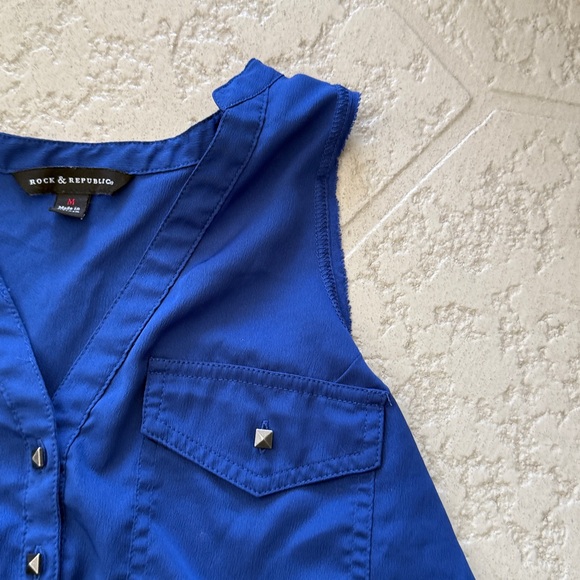Rock & Republic royal blue T Back Top size medium - Picture 8 of 10